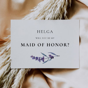 Elegant Lavender Maid of Honor Proposal Card