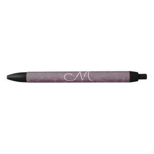Elegant Lavender Mauve Purple Wedding Monogram Black Ink Pen
