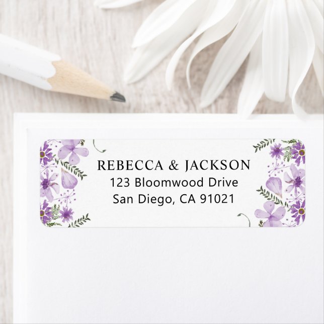 Elegant Lavender Mauve Return Address Label (Insitu)