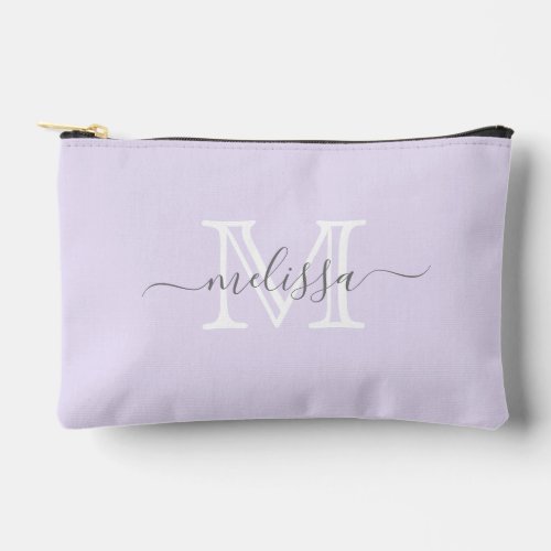 Elegant Lavender Minimal Name and Monogram  Accessory Pouch