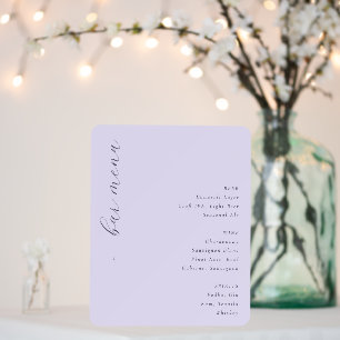 Elegant Lavender Minimalist Bar Menu Foam Board