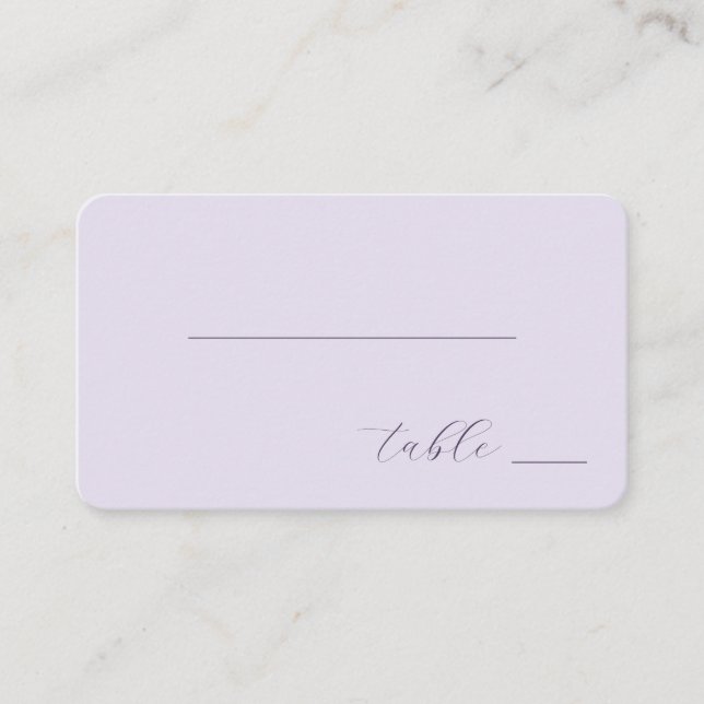 Elegant Lavender Minimalist Calligraphy Place Card (Front)