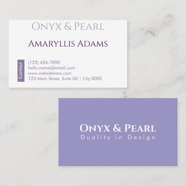 Elegant Lavender Minimalist Timeless Jewelry Calm Business Card (Front/Back)