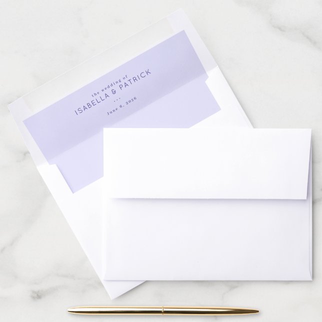 Elegant Lavender Minimalist Wedding Envelope Liner (Desk)