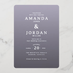 Elegant Lavender Minimalist Wedding Invitation Foil Invitation