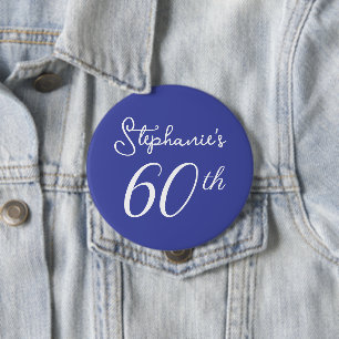 Elegant Lavender Monogram 60th Birthday Party Button