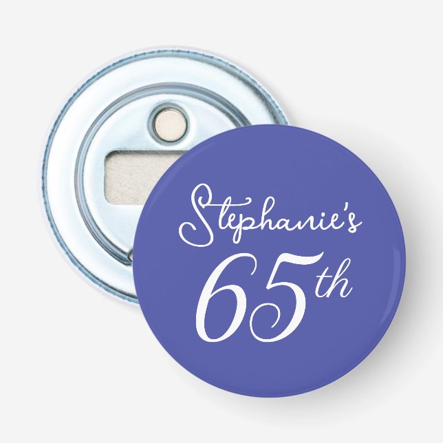 Elegant Lavender Monogram 65th Birthday Party Bottle Opener (Front)