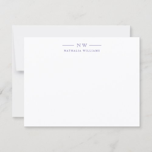 Elegant Lavender Monogram Personalized Note Card