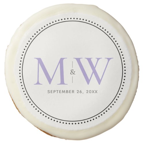 Elegant Lavender Monogram Wedding Favor Sugar Cookie