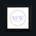 Elegant Lavender Monogram Wedding Gift Box<br><div class="desc">Elegant Lavender Monogram with Black Milgrain border. The dotted border is reminiscent of milgrain,  which is a jewelry-detailing technique often used for engagement and wedding rings. The milgrain border adds both a modern and elegant style to this monogrammed keepsake gift box.</div>
