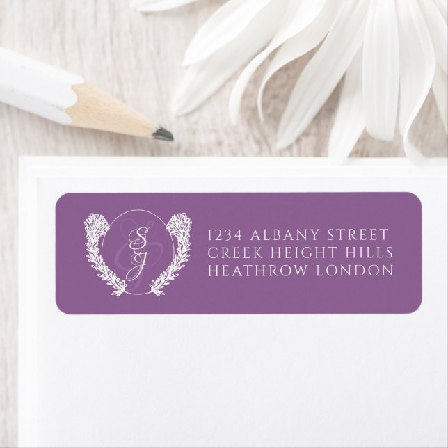 Elegant Lavender Monogram Wedding Label (Insitu)