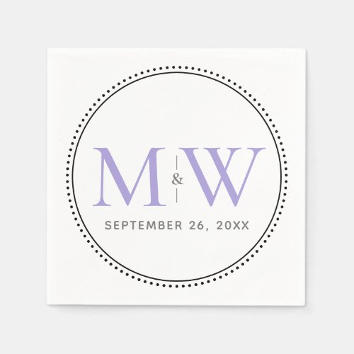Elegant Lavender Monogram Wedding Napkins