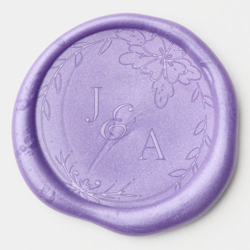 Elegant Lavender Monogram Wedding Wax Seal Sticker