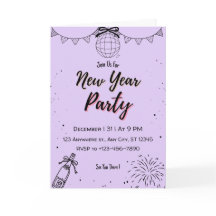 Elegant Lavender New Year's Eve Greeting Card | Mo