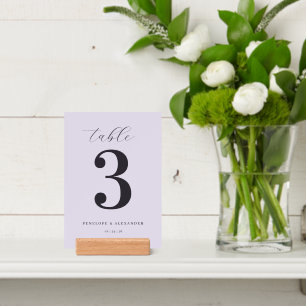 Elegant Lavender Number Table Sign Holder