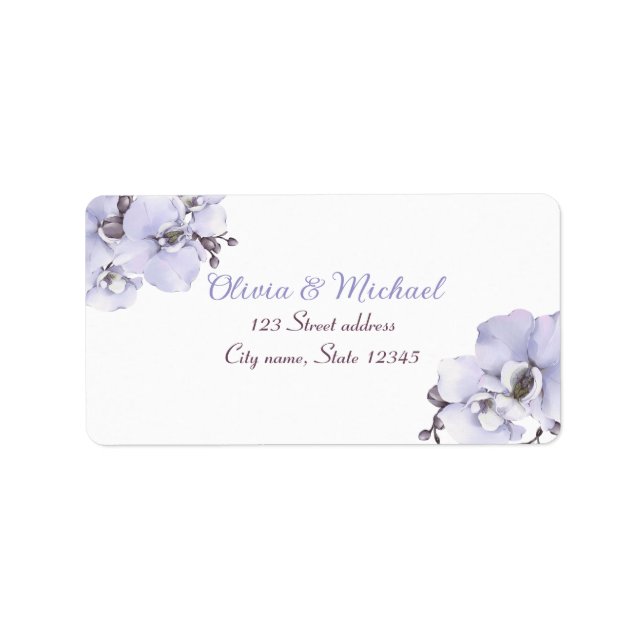 Elegant Lavender Orchid Return Address Labels (Front)