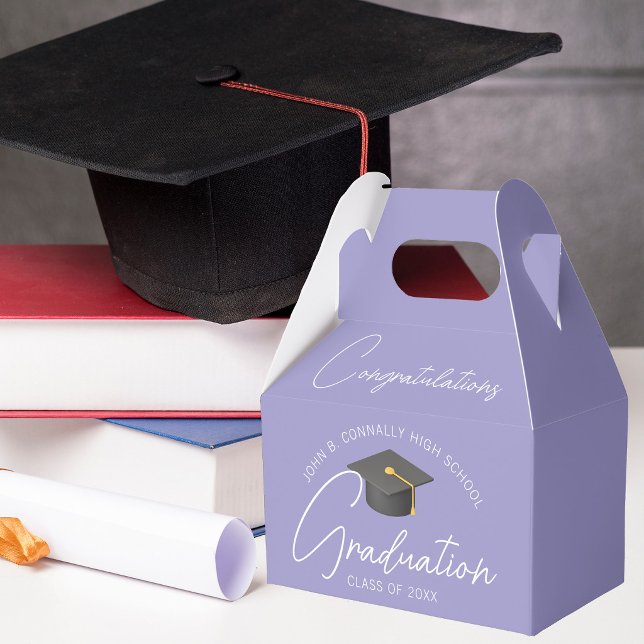 Elegant Lavender Personalized Graduation Party Favor Boxes (Creator Uploaded)