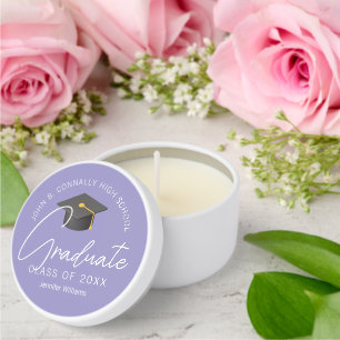 Elegant Lavender Personalized Graduation Party Mini Candle Favors