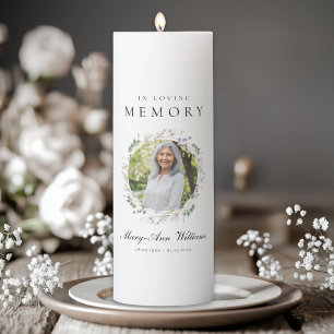 Elegant Lavender Photo Celebration of Life Funeral Pillar Candle