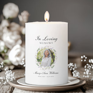 Elegant Lavender Photo Celebration of Life Funeral Pillar Candle