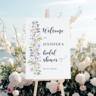 Elegant Lavender Pink Floral Bridal Shower Welcome Foam Board