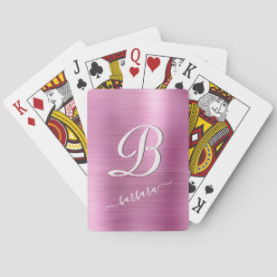 Elegant Lavender Pink Monogram Name Poker Cards