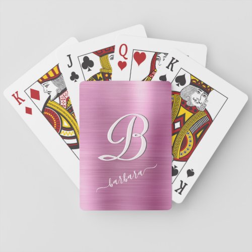 Elegant Lavender Pink Monogram Name Poker Cards