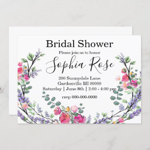 Elegant Lavender Pink Rose Bridal shower Invitation