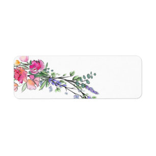 Elegant Lavender Pink Wild Rose and Eucalyptus Label