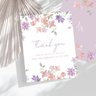 Elegant Lavender Pink Wildflower Wedding Thank You Card