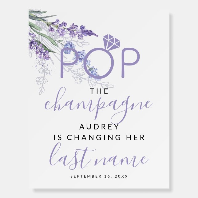 Elegant Lavender Pop Bridal Shower Foam Board (Front)