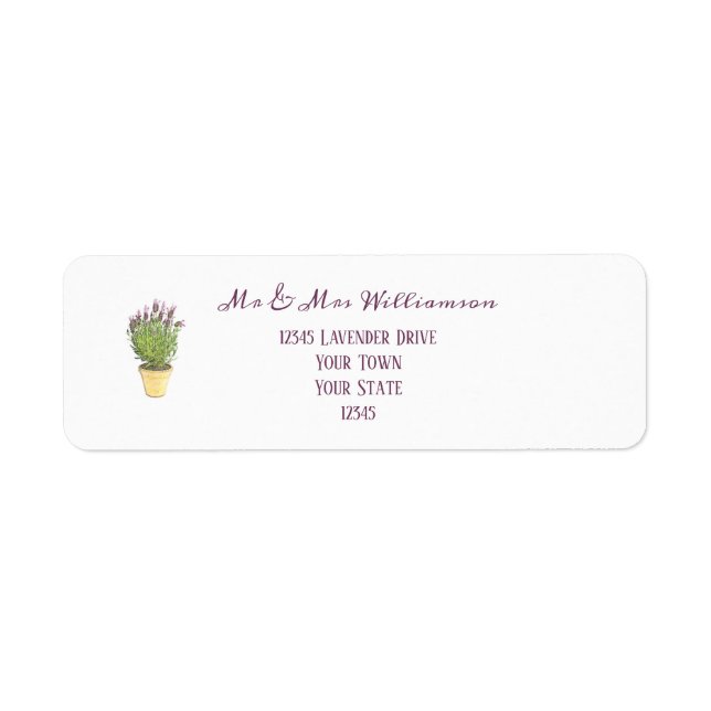 Elegant Lavender Potted Plant House Warming Label (Front)