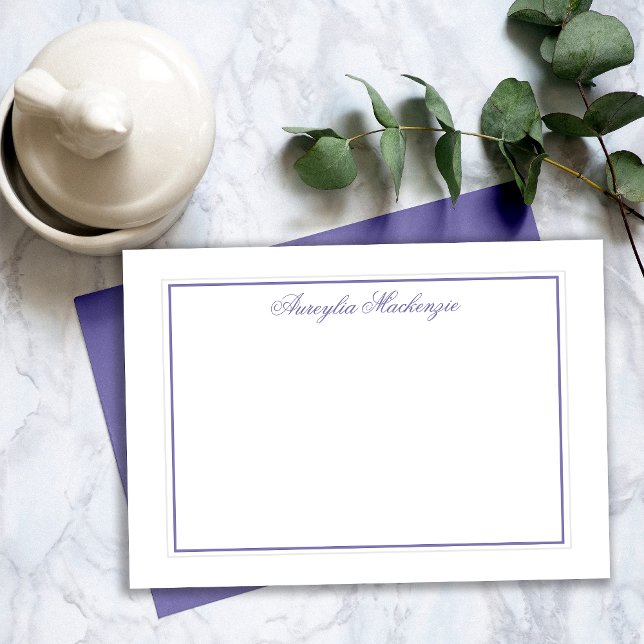 Elegant Lavender Purple and White Personalized Note Card (Elegant Lavender Purple and White Personalized Note Card)