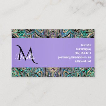 Elegant Lavender Purple Blue Green Gold Mandala Business Card by BecometheChange at Zazzle