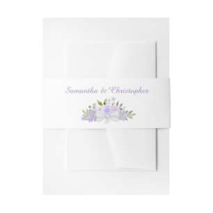 Elegant Lavender Purple Boho Chic Floral Wedding Invitation Belly Band