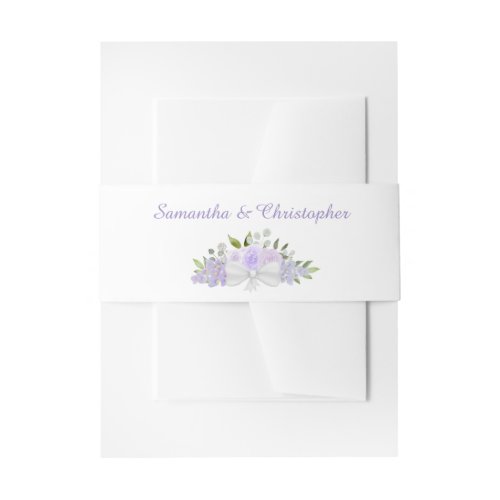 Elegant Lavender Purple Boho Chic Floral Wedding Invitation Belly Band