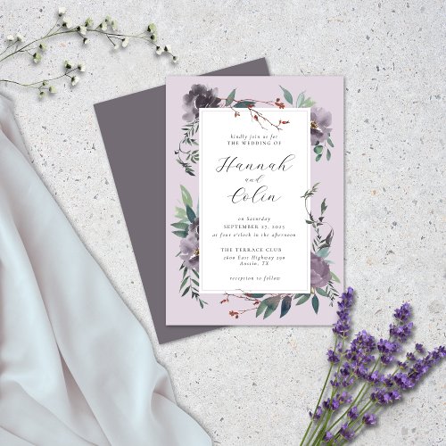 Elegant Lavender Purple Botanical Garden Invitation