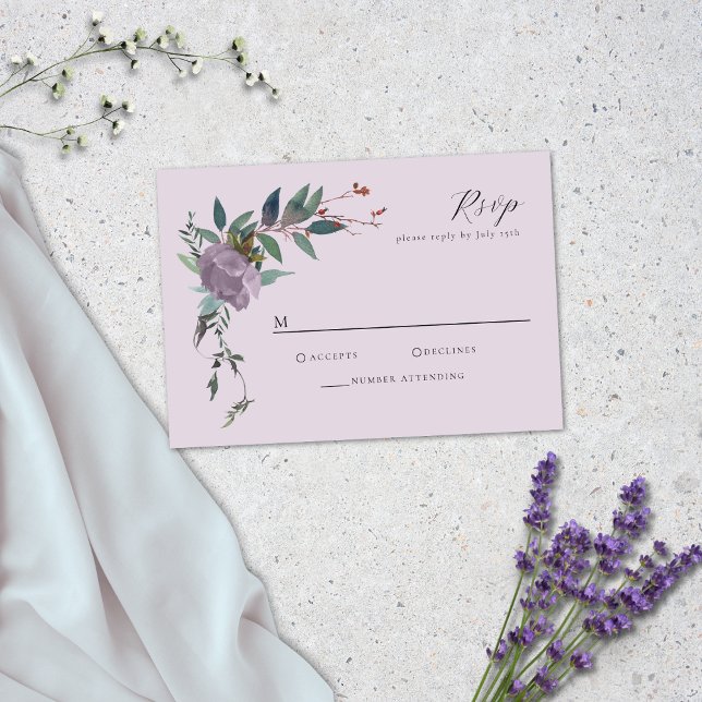 Elegant Lavender Purple Botanical Garden RSVP Card (Creator Uploaded)