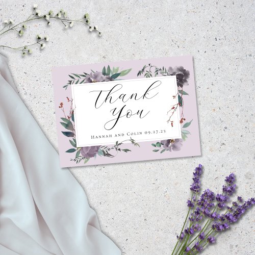 Elegant Lavender Purple Botanical Garden Thank You Card