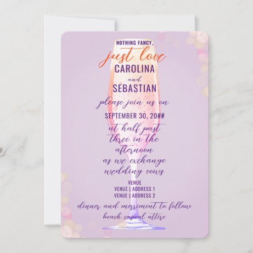 Elegant Lavender Purple Bubbly Champagne Wedding Invitation