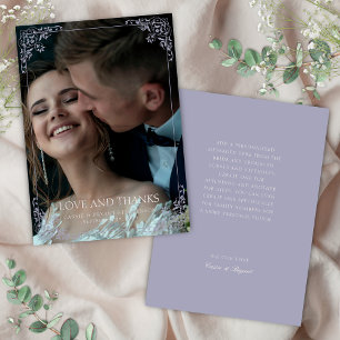 Elegant Lavender Purple Chic Vintage Wedding Thank You Card