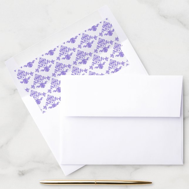 Elegant Lavender Purple Damask Envelope Liner (Desk)