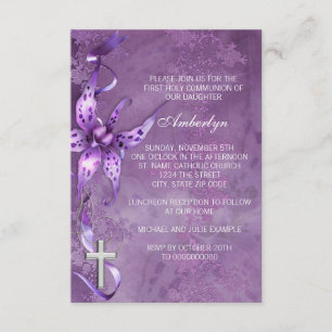 Elegant Lavender Purple First Communion Invitation