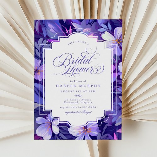 Elegant Lavender Purple Floral Bridal Shower Invitation
