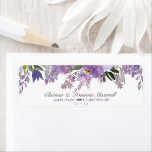 Elegant Lavender Purple Floral Return Address Label