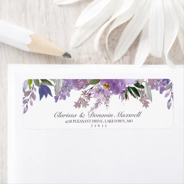 Elegant Lavender Purple Floral Return Address Label | Zazzle