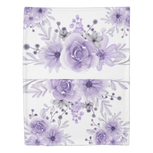 Elegant Lavender Purple Floral Watercolor  Duvet Cover