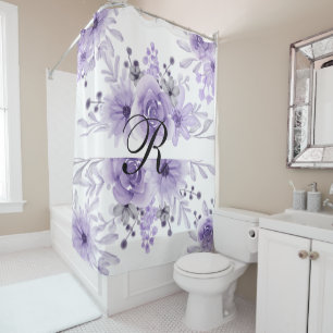 Elegant Lavender Purple Floral Watercolor  Shower Curtain