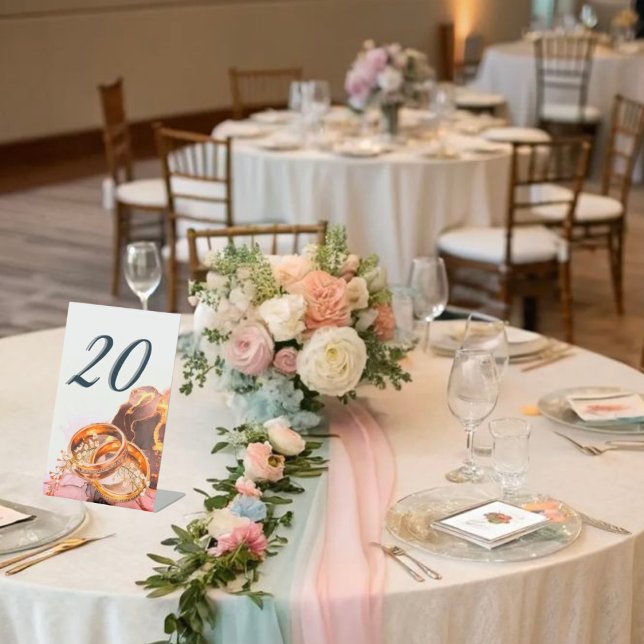  Elegant Lavender Purple Floral Wedding Table Numb Pedestal Sign (Creator Uploaded)