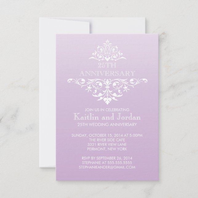 Elegant Lavender Purple Flourish Anniversary Party Invitation (Front)